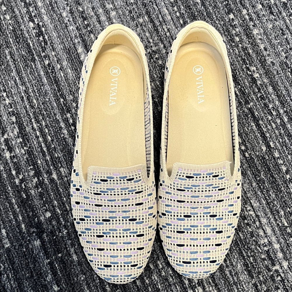 Women's Cream and Blue Loafers